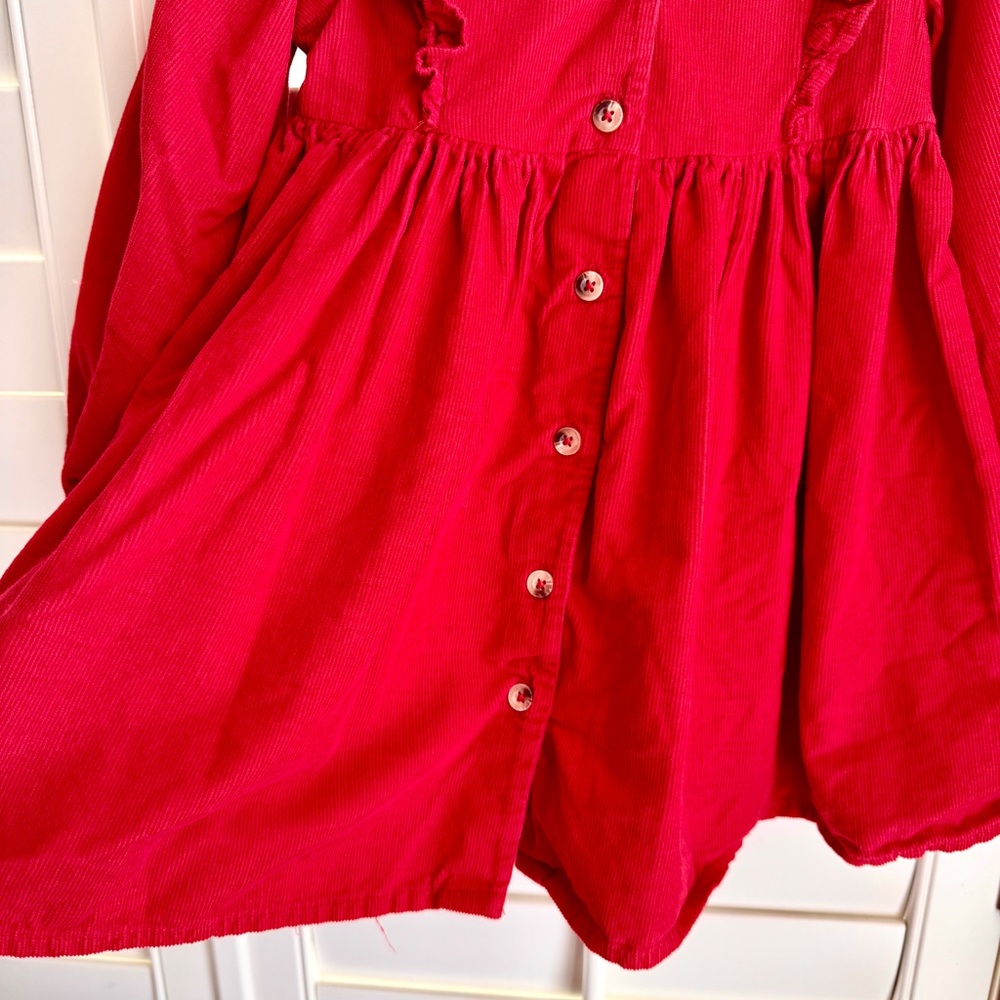Marks & Spencer Red Corduroy Dress Girls‎ 3T Ruffle Long Sleeve Holiday - Picture 5 of 9